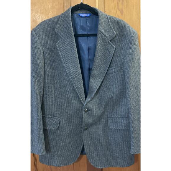Pendleton Men's Virgin Wool Tweed Blazer Sz 42 Elbow Patches Sport Coat Gray - Picture 2 of 9